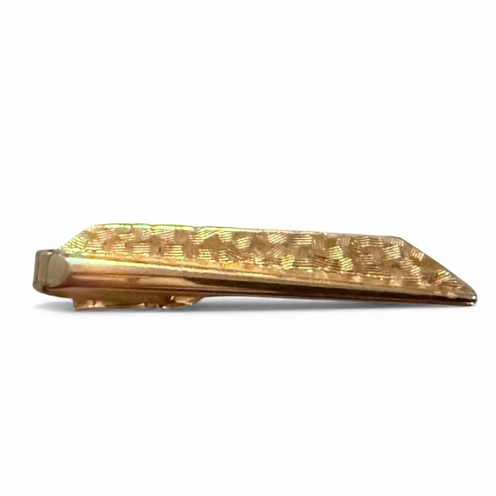 1970’s 1980’s Vintage Bright Gold Tie Clip, Minimalist Elegant Tie Bar, 1.6”‎